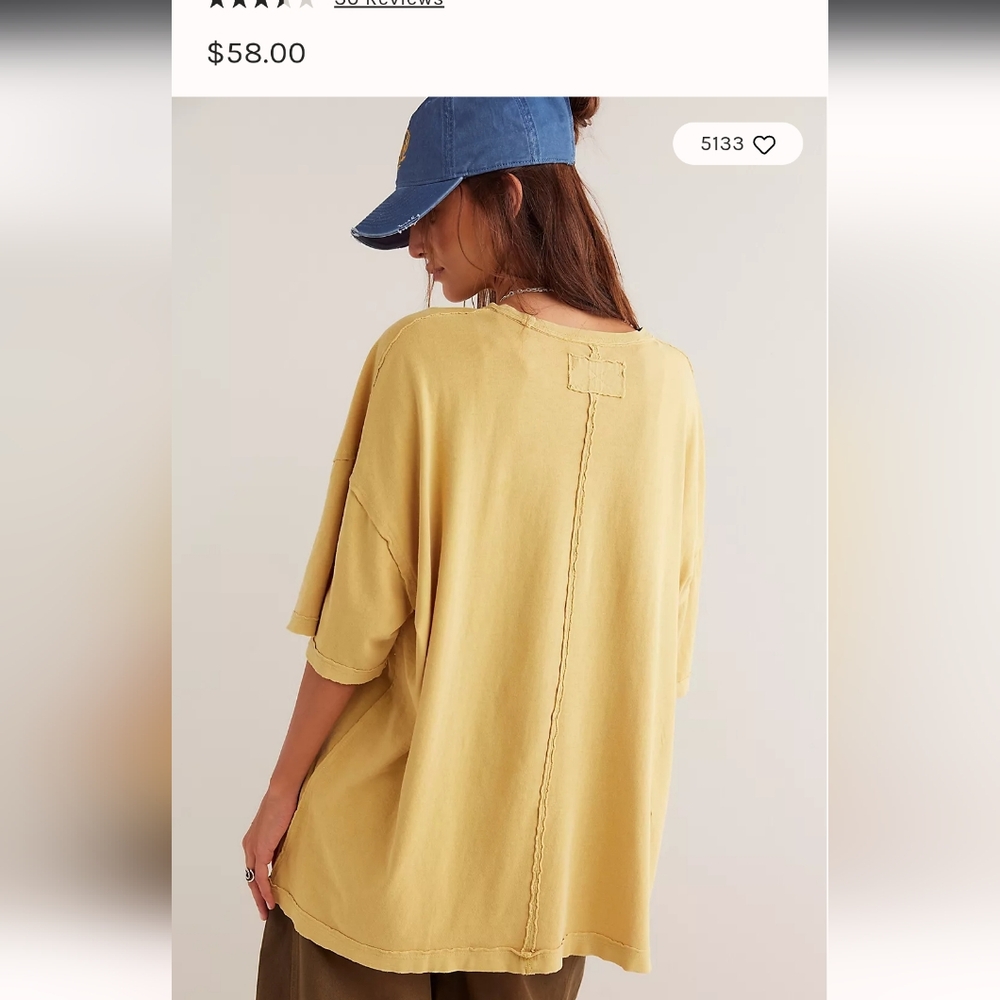 NWT Free People Devon Tee Medium Pompas - Picture 3 of 5